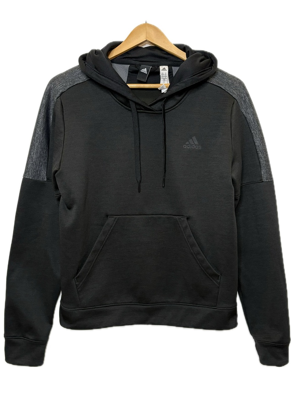 Adidas Mens Tech Color Blocked Pullover Hoodie Size M Black & Charcoal Heather